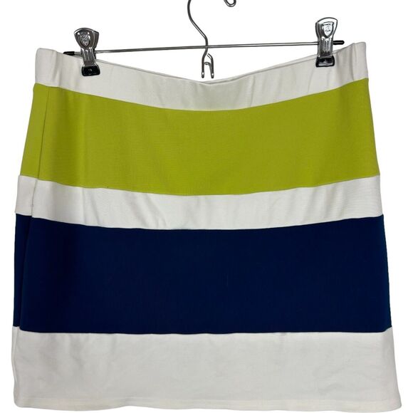 English Factory Green Blue White Striped Mini Skirt Women's Size Large - Picture 2 of 7